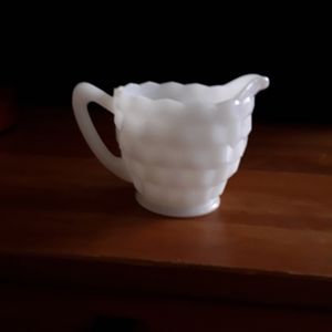 Vintage Jeanette Milk Glass Cube  Creamer